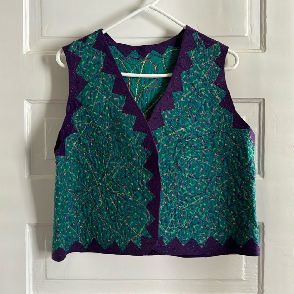 Amazing quilted handmade Mardi Gras vest